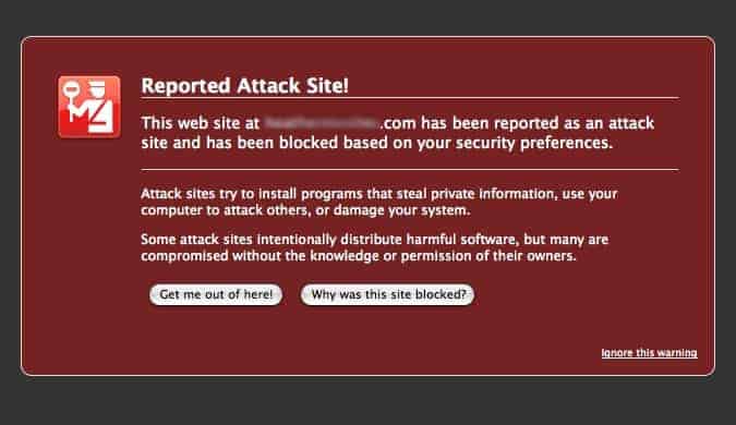 reported attack site