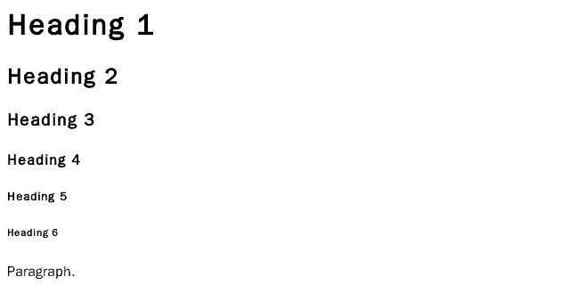 HTML h1 h6 example