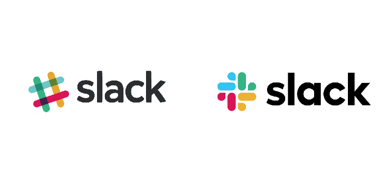 Slack logo before and after
